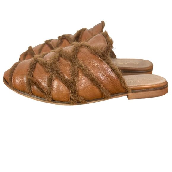 Seychelles Survival Cozy Mule Slides Leather Faux Fur Tan Size 8.5 - Picture 1 of 8